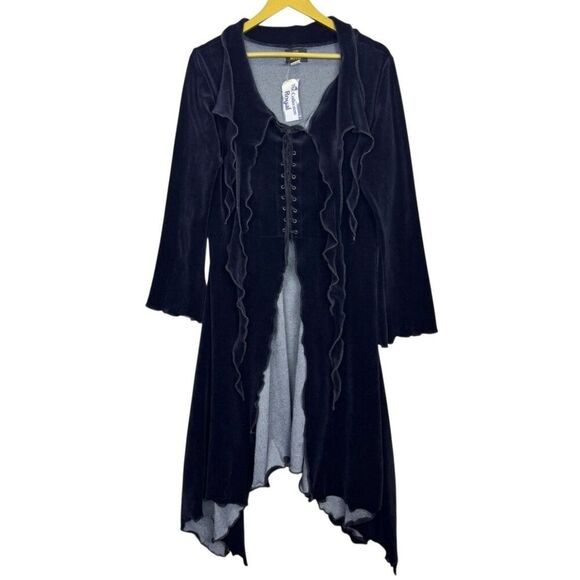 The Collection Royal Velvet Maxi Overdress Size L Lace Up Renaissance Goth Cloak - Picture 1 of 11